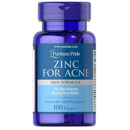 Hỗ trợ trị mụn Zinc For Acne Skin Formula Puritan's Pride Mỹ - Làm đẹp, Tăng sức đề kháng - Massel Official - 100v