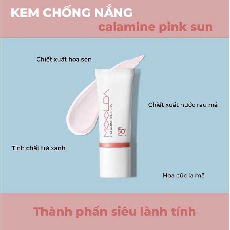 Kem chống nắng nâng tone Moolda Calamine Pink Sun SPF 50+ PA++++ 50ml