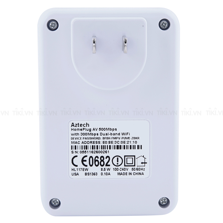 Aztech HL117EW - Bộ Truyền Mạng Qua Đường Dây Điện Tốc Độ 500Mbps Hỗ Trợ Wifi