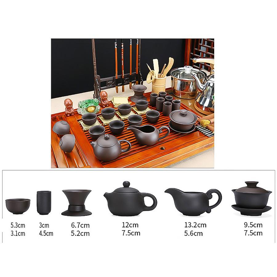 Bàn Trà - Kết Hợp Bếp Điện Thông Minh + Ấm Chén Phụ Kiện - Tặng Xô Trà Thải