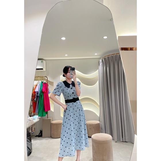 LIIN - Váy cổ phối hoạ tiết chấm bi