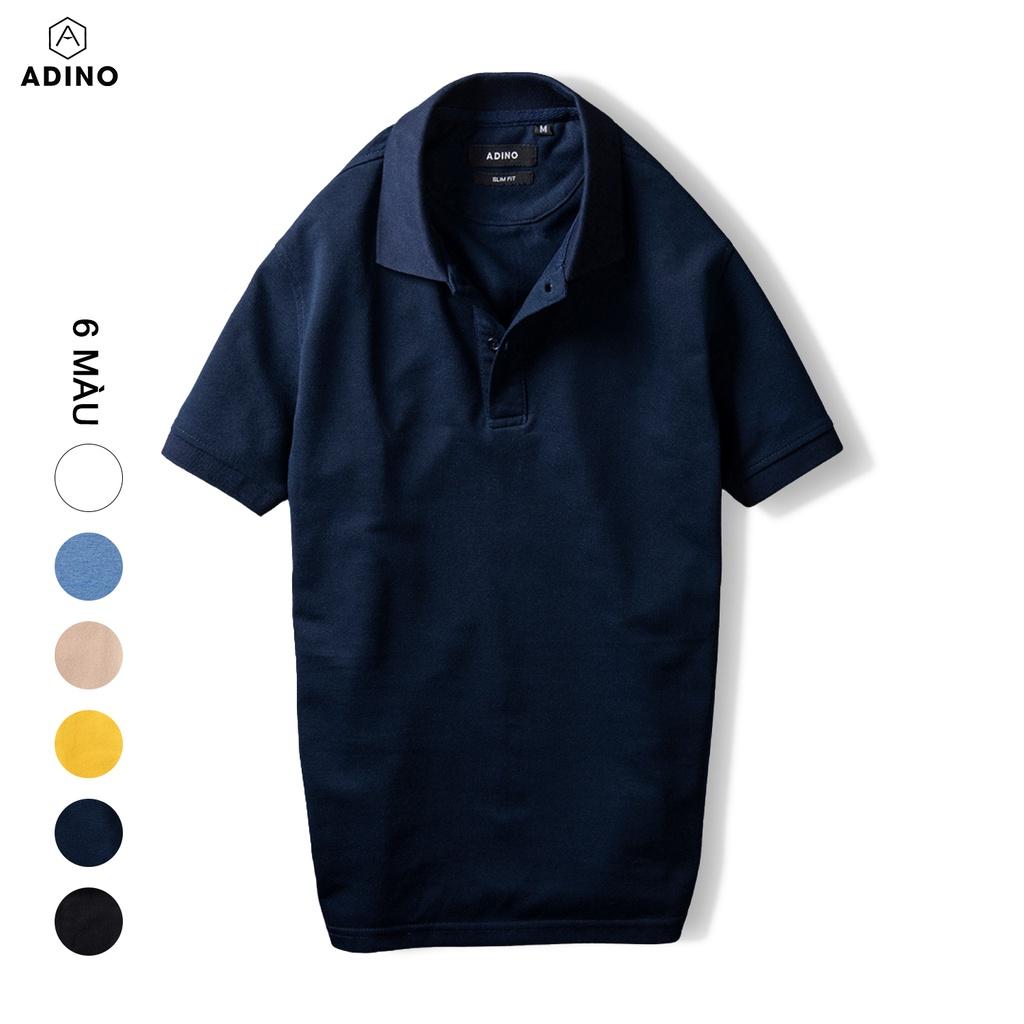 Hình ảnh Áo polo nam ADINO màu xanh đen vải cotton co giãn nhẹ dáng công sở slimfit hơi ôm trẻ trung PL42