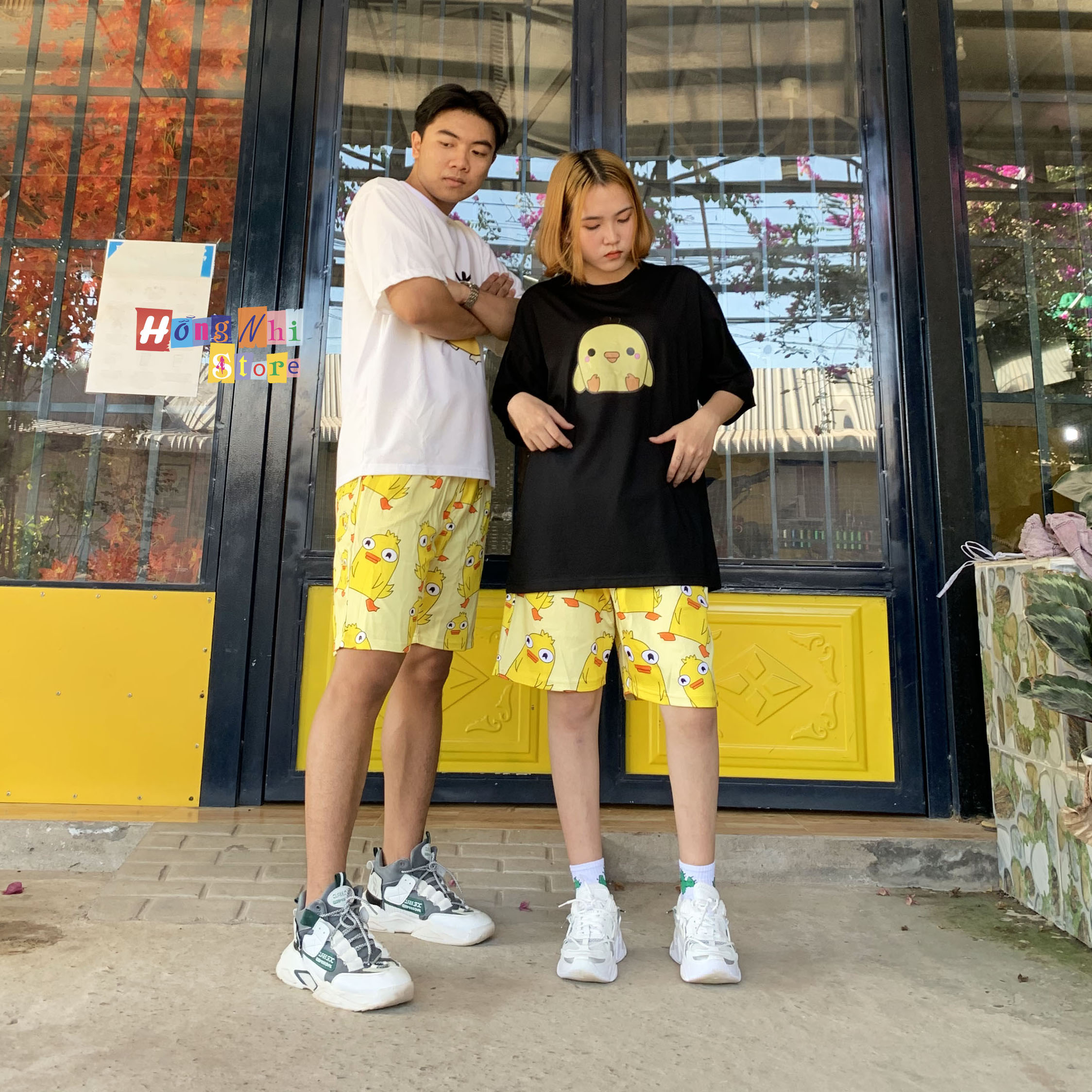 Quần Short Cartoon Unisex Hình Vịt Ducky Momo - Quần Đùi Hoạt Hình Siêu Cute - MM