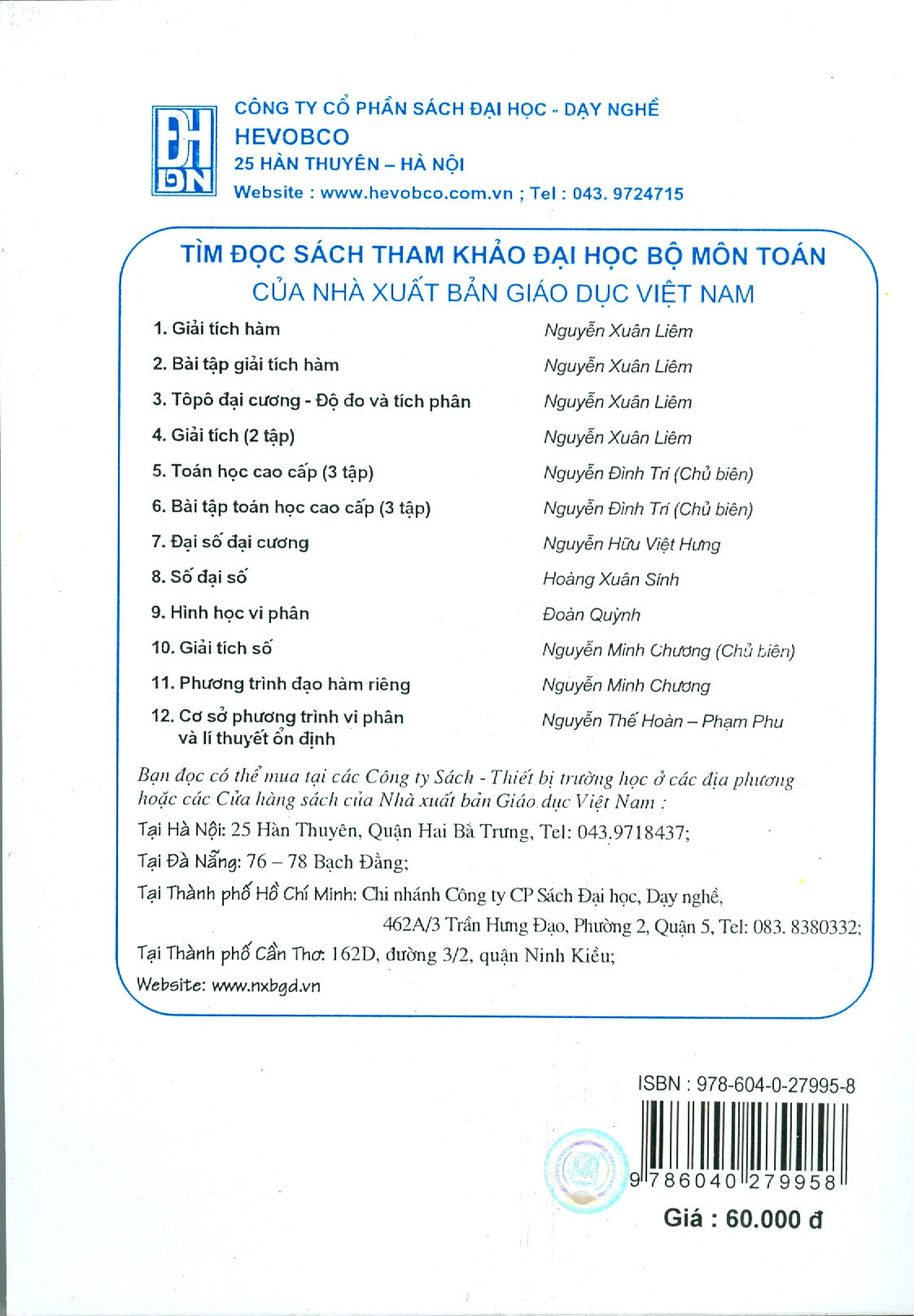 Toán Học Cao Cấp - Tập 2: Phép Tính Giải Tích Một Biến Số (Giáo trình dùng cho sinh viên các Trường đại học Kĩ thuật) - Tái bản năm 2021