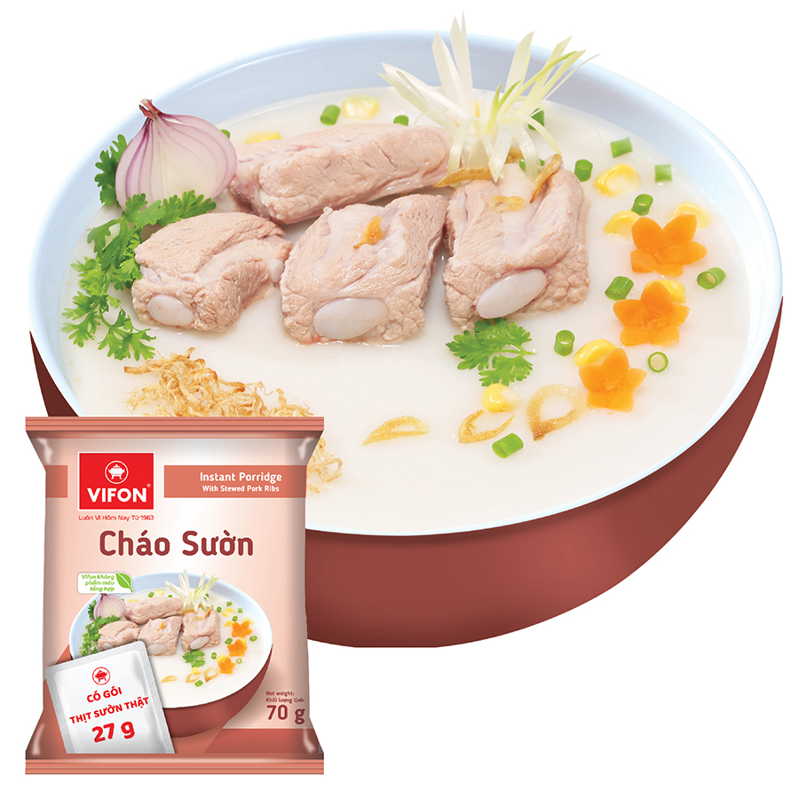 Thùng 50 Cháo Sườn VIFON có Gói Thịt Thật 27gr  (70g / Gói)