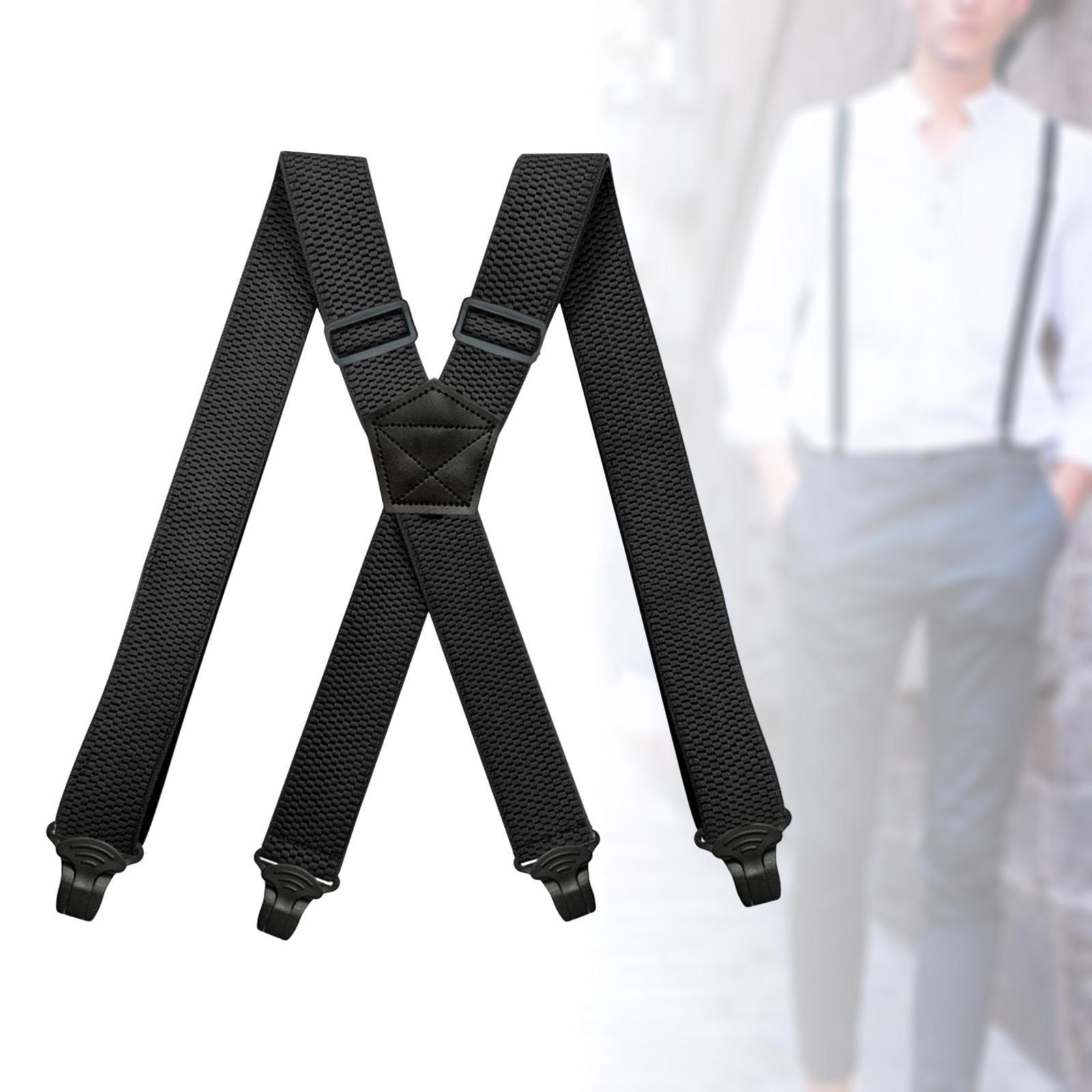 Mens Womens Suspender Elastic Straps Heavy Duty 4 Clips Trucker Suspenders Clothes Accessories