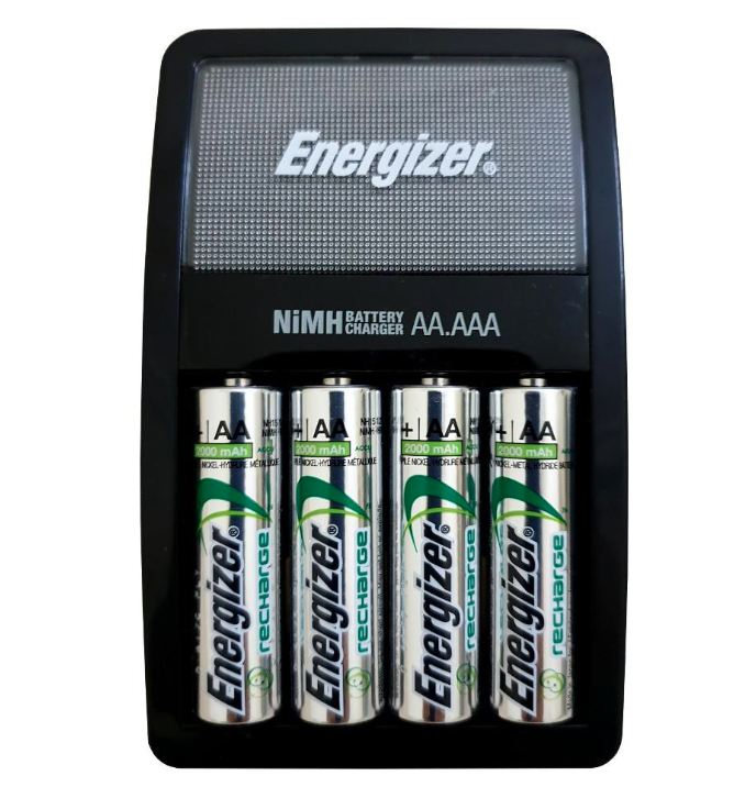 Bộ sạc pin Energizer CHVCM4 Recharge Maxi tặng kèm 4 viên pin sạc AA dung lượng 2000mAh - Hàng chính hãng