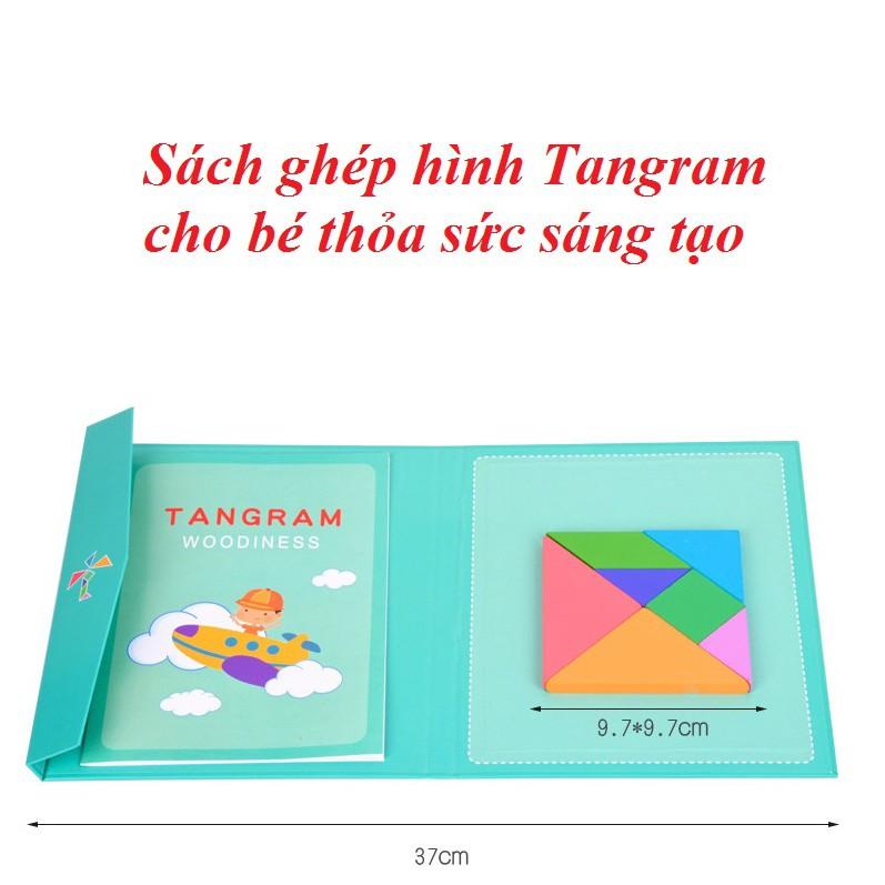 Đồ Chơi Gỗ Sách Ghép Hình Trí Tuệ Tangram Lắp Ghép Các Khối Tạo Hình Cho Trẻ Tư Duy Logic Sáng Tạo