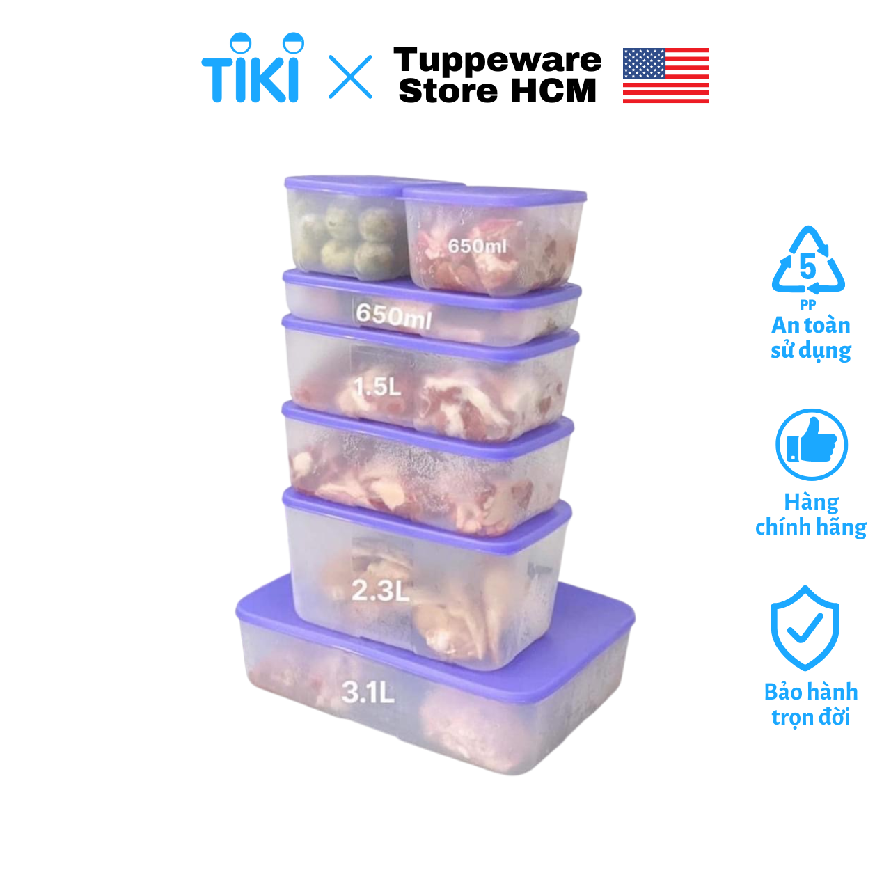 Bộ Hộp Trữ Đông Tupperware Essential Freezermate Set 7