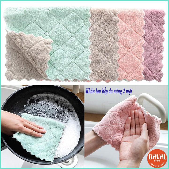 Khăn lau bếp Combo 10 Khăn lau đa năng 2 LỚP siêu thấm nước , siêu mềm mịn lau bếp, lau kính, lau bát tiện lợi
