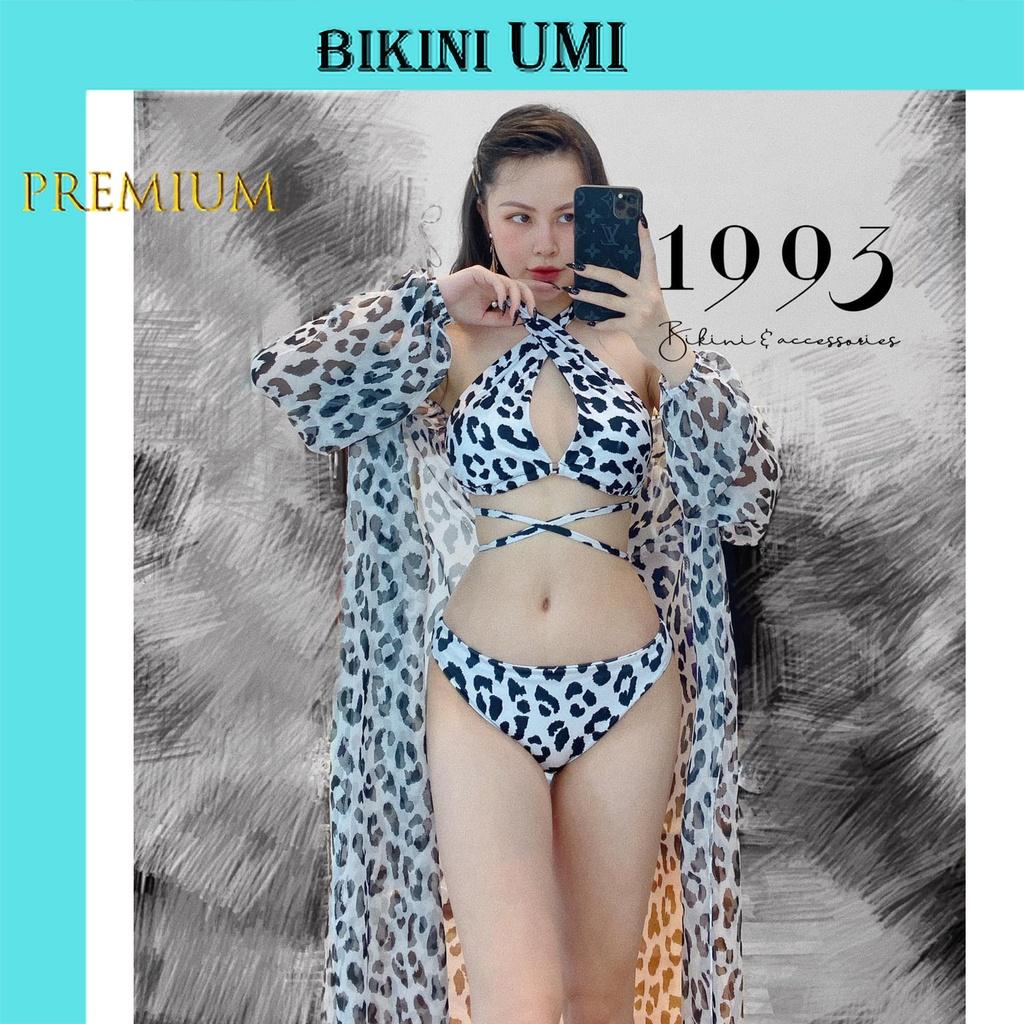 BIKINI 2 MẢNH HỌA TIÊT DA BEO TRẮNG KÈM ÁO CHOÀNG CAO CẤP BIKINI STORE