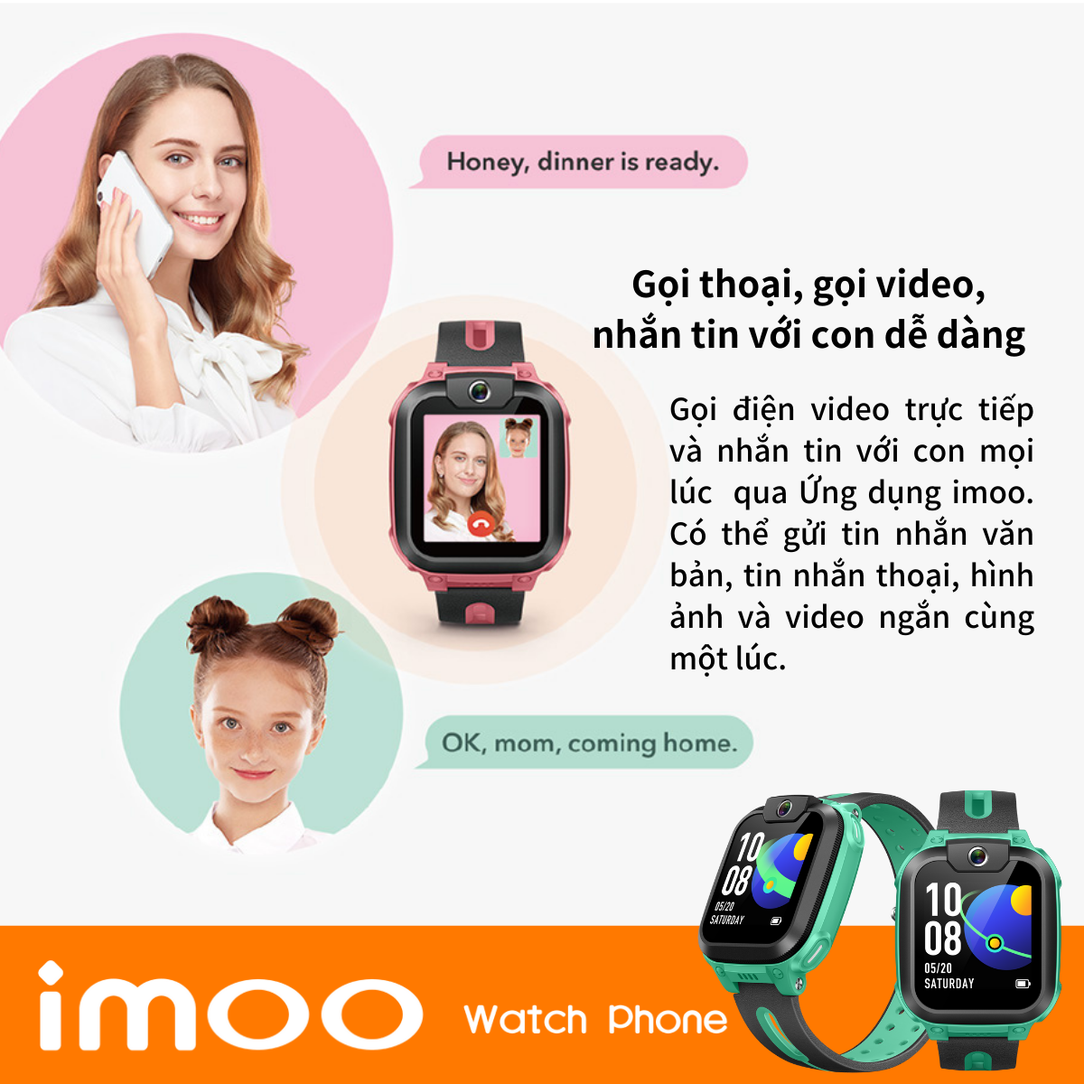 Đồng Hồ Điện Thoại Thông Minh Cho Trẻ Em imoo Z1 Màu Xanh Ngọc - Gọi video | Định vị | Nhắn tin - Hàng Chính Hãng