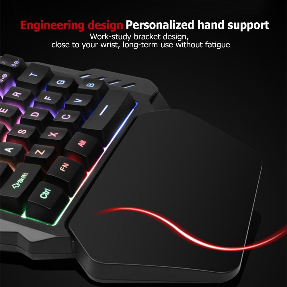 USB Wired Single Hand Gaming Keyboard Mix-color Backlit 35 Keys Keypad -dc3442