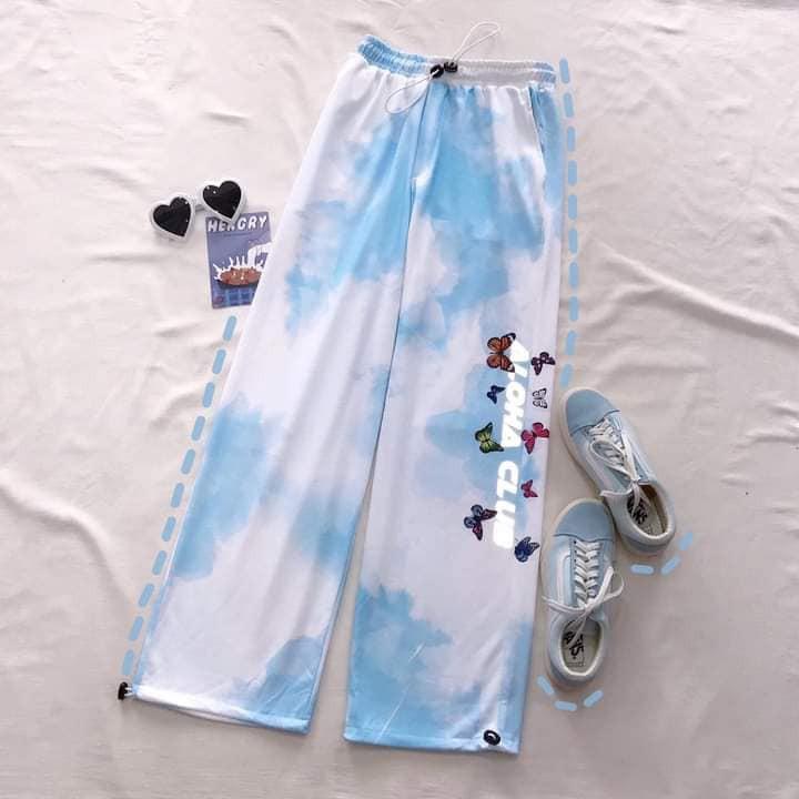 Quần thun loang màu mây in chữ phản quang bướm Cloud Tie Dye Pant unisex