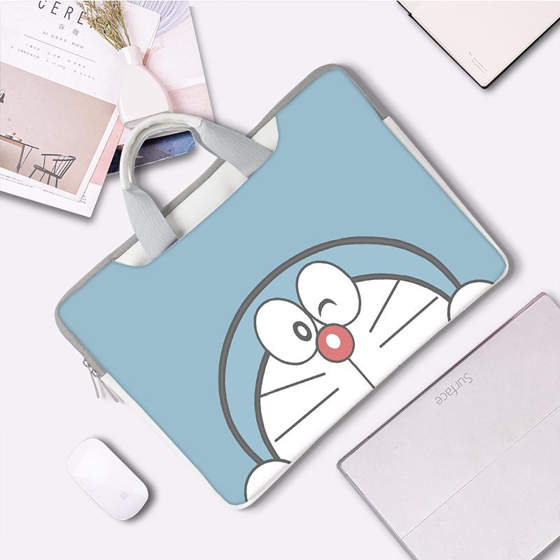 Doraemon Túi Laptop 13.3 14 15.6 17.6 Inch Ốp Lưng Da PU Chống Thấm Nước Sứ Giả Túi Có Dây Đeo Mang Theo Túi 2021