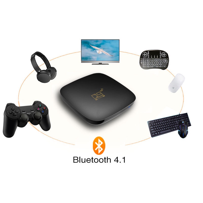 Đầu Box D9 Pro UHD 4K 8GB+128GB Amlogic S905L2, hỗ trợ HDR, kết nối bluetooth 4.1, Wifi băng tần kép 2.4G/5.8G