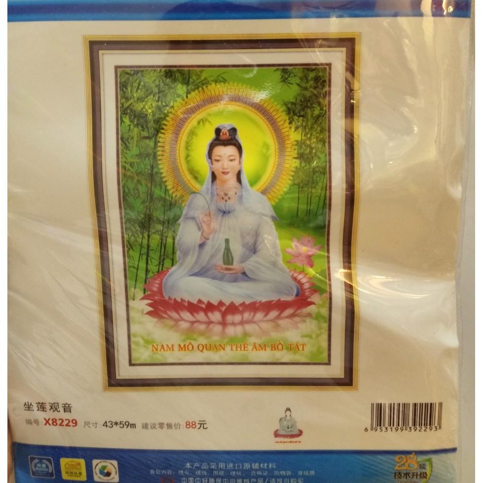 Tranh thêu chữ thập Quan Âm kt59x43cm X8229