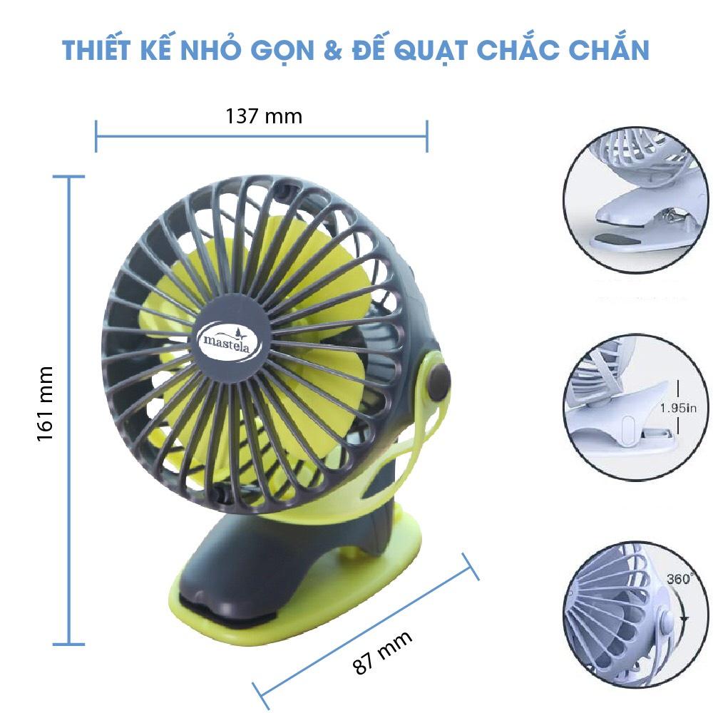 Quạt kẹp xe đẩy em bé Mastela tích điện, xoay 360 độ