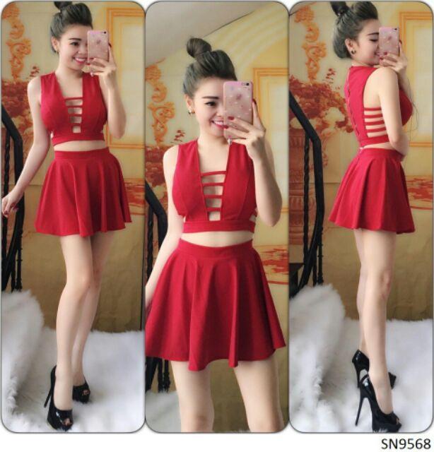 Sét váy xòe đan dây sexy