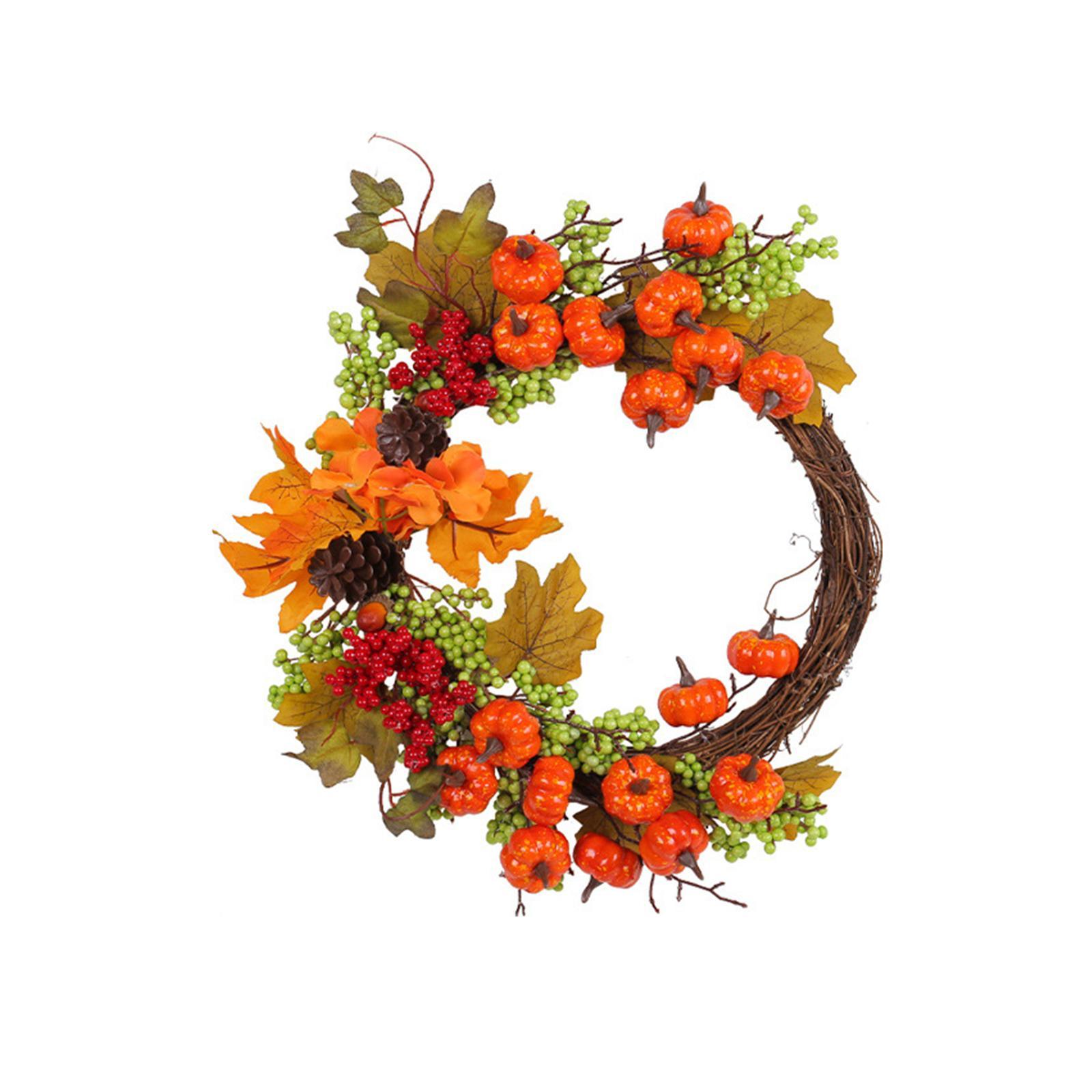 Fall Wreath for Front Door Maple Leaves Wreath Harvest Wreath Autumn Wreath for Thanksgiving Wedding Indoor Outdoor Decor