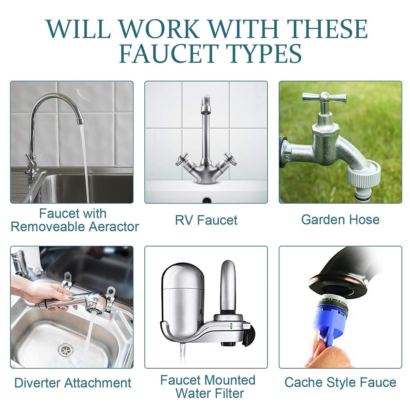 Bộ 7 cái điều hợp vòi nhiều kích thước Được làm bằng đồng thau nguyên khối bền bỉ phù hợp với hầu hết các bồn rửa thông thường