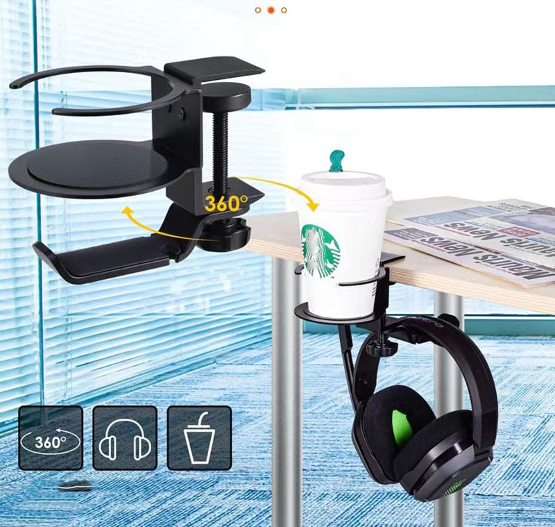 Giá Để Cốc Nước Kẹp Cạnh Bàn; Kẹp Đỡ Ly Nước; Giá Đở Giữ Tai Nghe Headphone; Kẹp Cốc Nước < 65mm