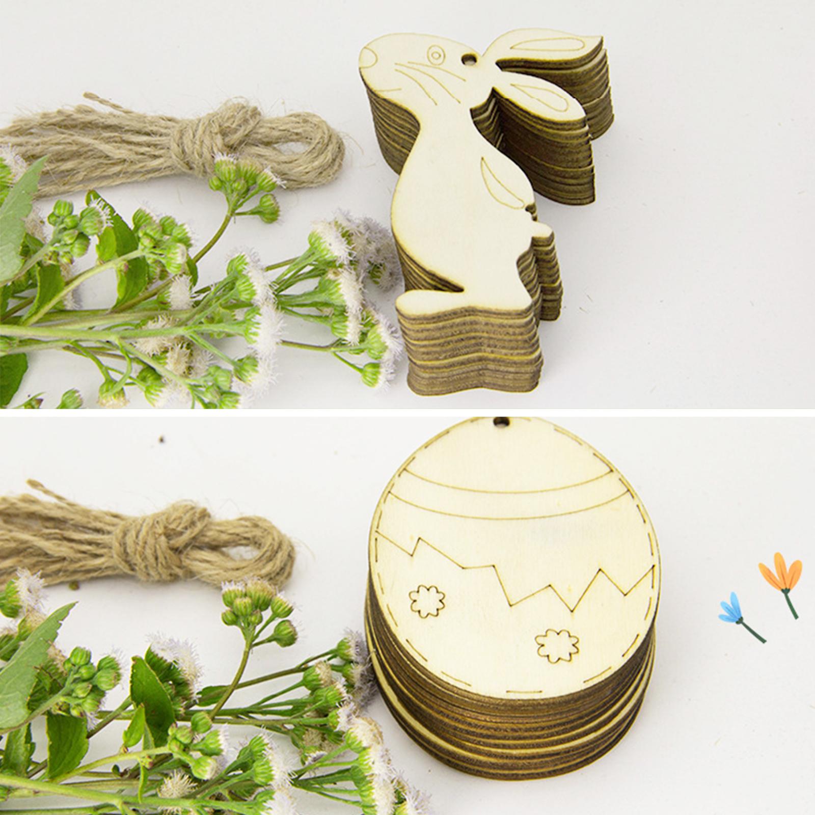 Set 10 Mặt Dây Chuyền Lễ Phục Sinh Bằng Gỗ Kèm Dây Rơm Đeo Cổ Tự Làm Tự Trang Trí Cho Trẻ Em Sáng Tạo