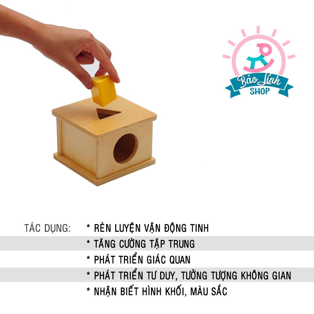 Đồ chơi cho bé 12-15 tháng tuổi - Hộp thả khối tam giác - Giáo cụ Montessori 0-3