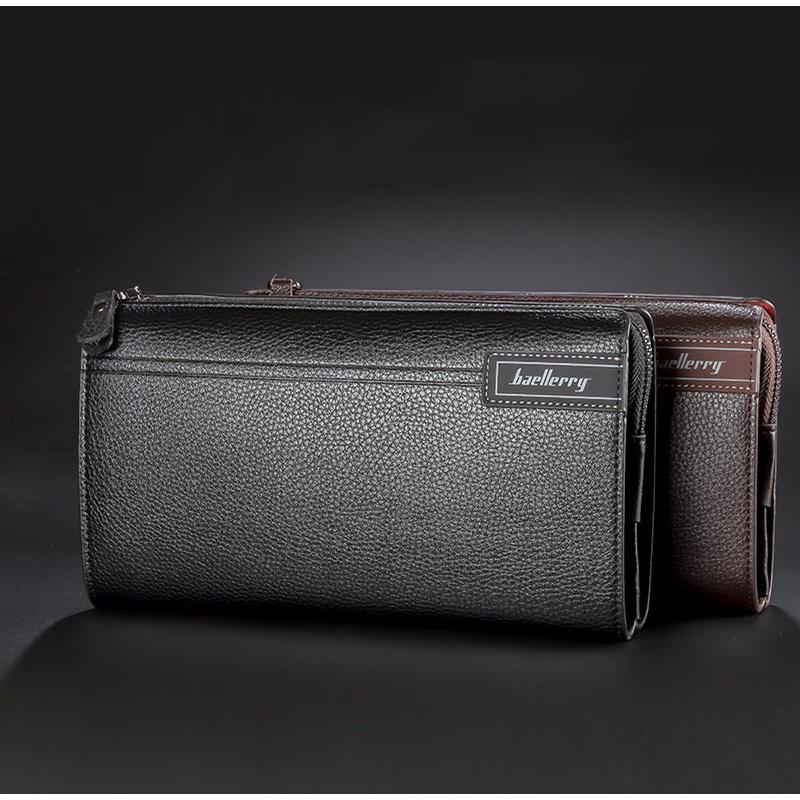 VÍ clutch Nam nữ Bllerry dây kéo đôi có dây móc tay