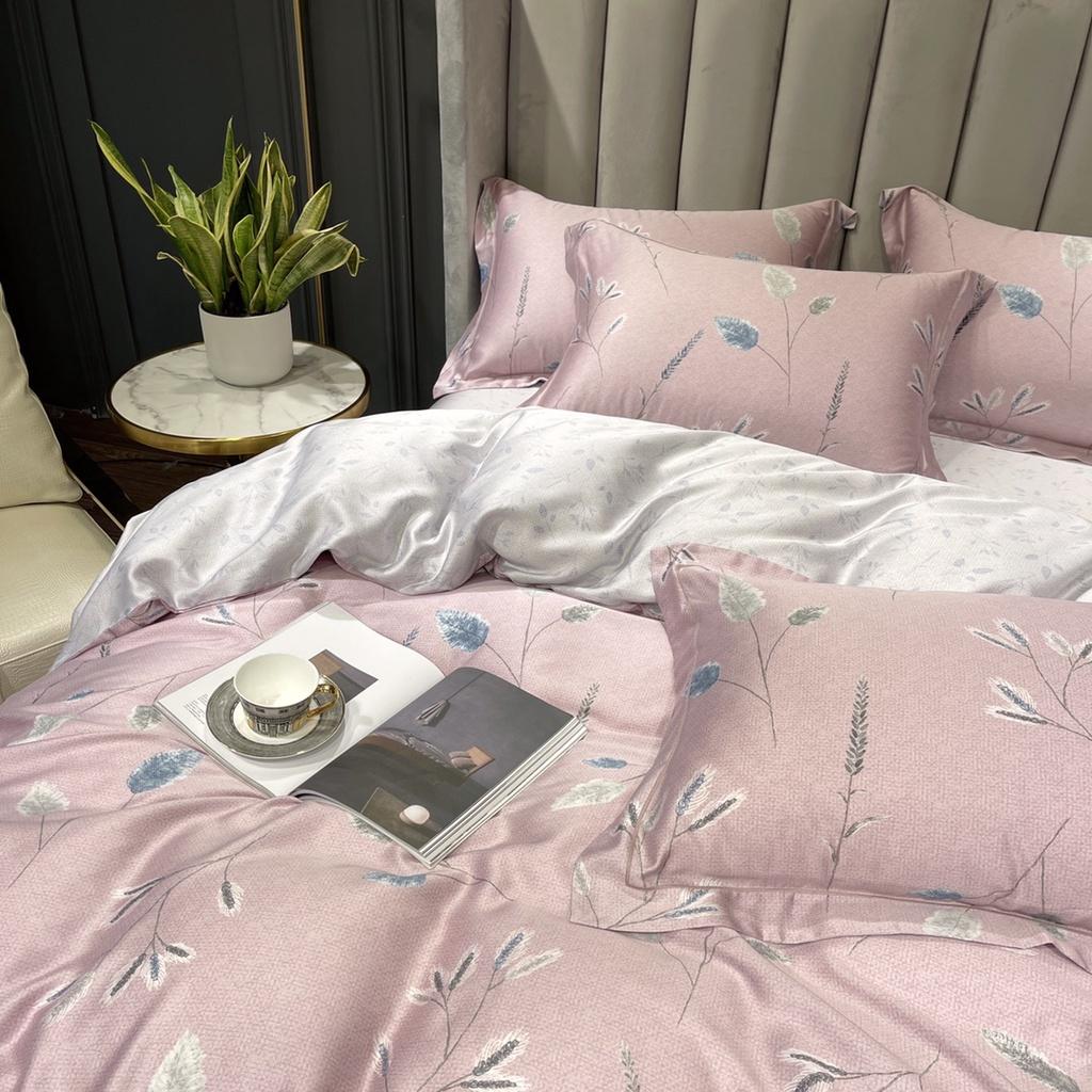Bộ Chăn Ga Gối 100%TENCEL 100S SPRING COLLECTIONS 006 Siêu mềm, mát mịn họa tiết Hoa lá 3D Sang trọng, Ấm áp