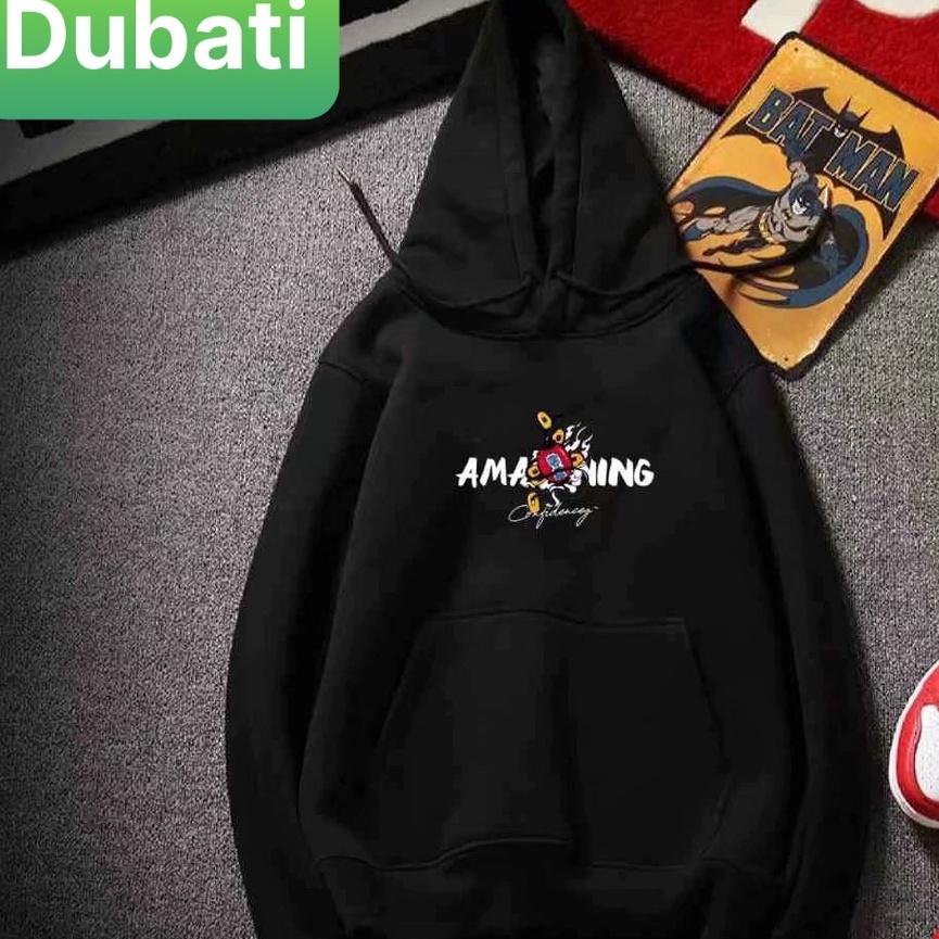 ÁO KHOÁC NỈ- ÁO KHOÁC HOODIE NAM NỮ HÌNH KÌ LÂN SÀNH ĐIỆU CÓ NÓN HÀN QUỐC- DUBATI FASHION