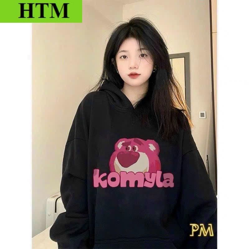 [FREESHIP] Áo Khoác Nỉ Hoodie Nam Nữ Với Chất Vải dày Dặn Áo Có In Hình Gấu Dâu Dễ Thương Với Dáng Form Rộng Cực Đẹp Hàng Hot Trend HTM FASHION - Trắng