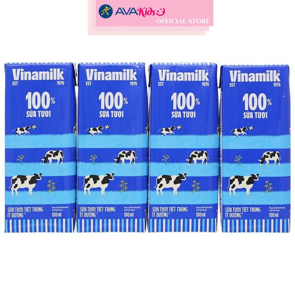 Thùng 48 hộp sữa tươi tiệt trùng Vinamilk ít đường 180 ml (từ 1 tuổi)