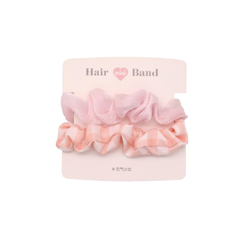 (Bộ 2 Cái) Scrunchies Cột Tóc Buộc Tóc Vải Bản Nhỏ Caro Phong Cách Hàn Quốc