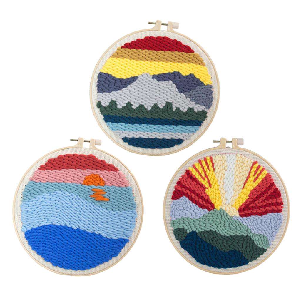 3 Sets Punch Kits Rug-Punch Beginner Kit DIY Craft 20cm