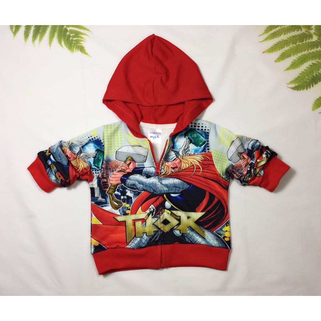 Áo khoác-áo ấm bé trai hình siêu nhân Avengers cho bé từ 10-42kg-Chất thun da cá hút mồ hôi- Hình in 3D - Hương Nhiên