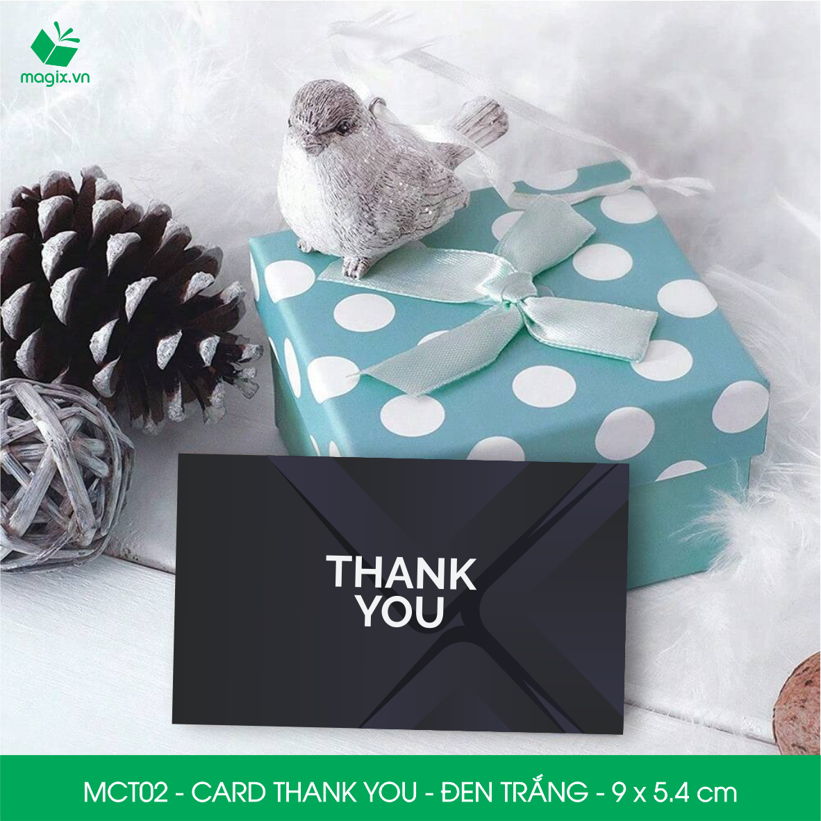 MCT02 - 9x5.4 cm - 50 Card Thank you, Thiệp cảm ơn khách hàng, card cám ơn cứng cáp sang trọng