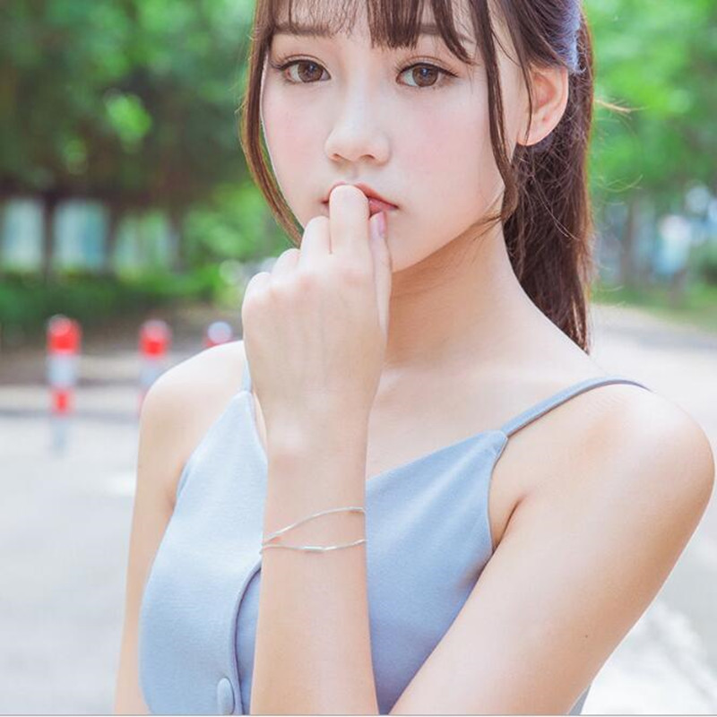 Lắc Tay Bạc Nữ Dáng Kép Khúc Bạc Độc Đáo, Vòng Tay Bạc Nữ Thanh Lịch - L2361 - Bảo Ngọc Jewelry