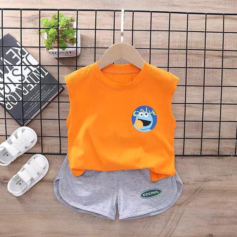 Quần Áo Bé Trai, Đồ Bé Trai Ba Lỗ Sát Nách Thể Thao Cotton In Hình Quái Vật Monster Cho Bé Từ 7-18kg