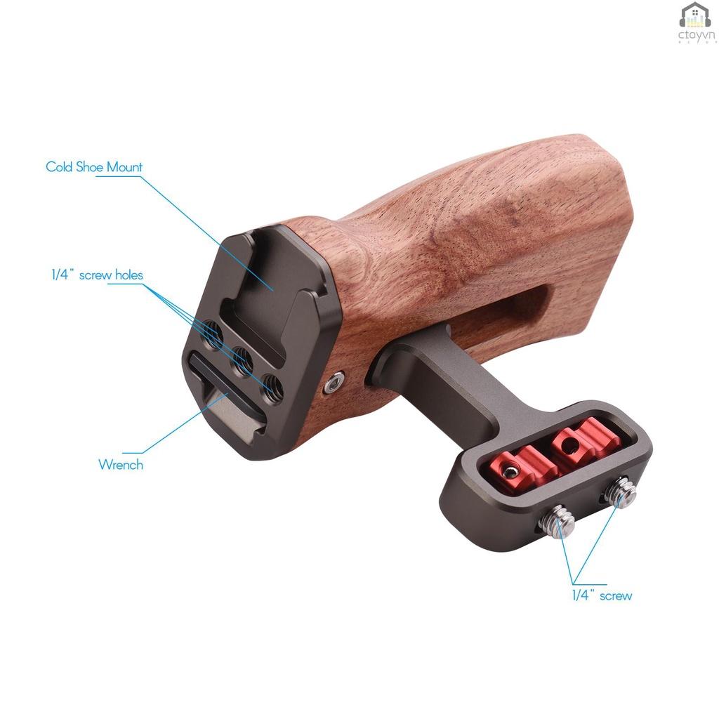 Tay cầm bằng gỗ trái/phải kèm ốc vít 1/4 cho máy ảnh