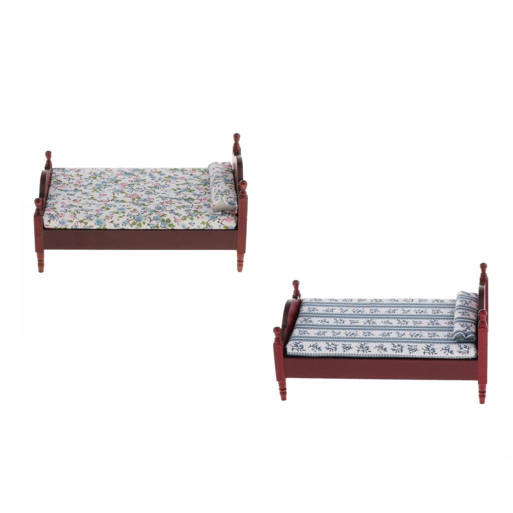 1:12 Miniature Single Bed Bedding Set for Doll House Bedroom Decor, Realistic