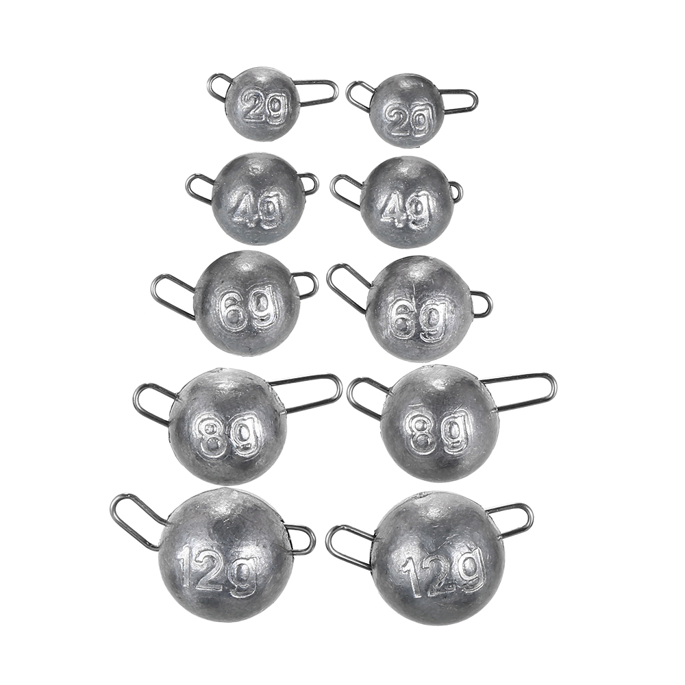 Set 10 Bóng Hỗ Trợ Câu Cá Trọng Lượng Chìm 2G / 4G / 6G / 8G / 12G