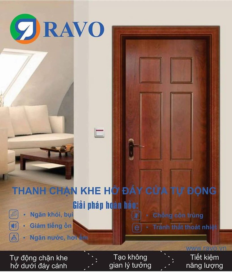 Thanh Chặn Đáy Cửa Tự Động Ravo 820 mm Nâu