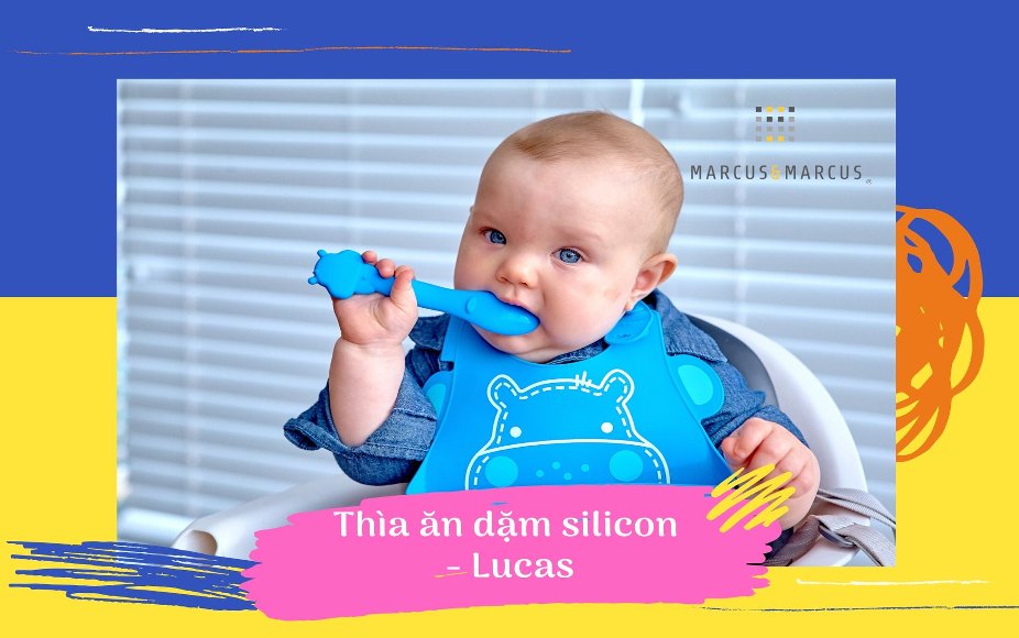 Thìa ăn dặm silicon cho bé Marcus &amp; Marcus, từ 6 tháng