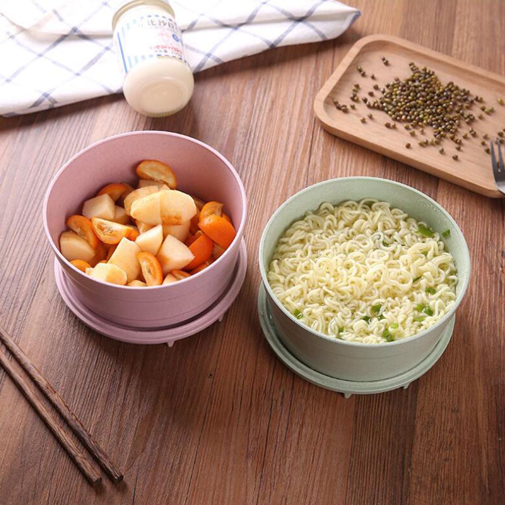 Wheat Straw Rice Noodle Bowl with Cover