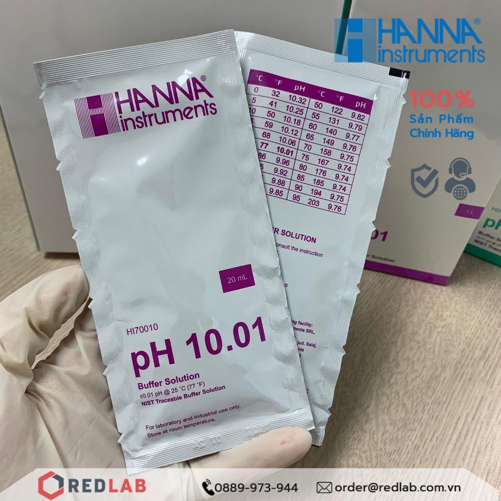 Dung dịch hiệu chuẩn pH 4.01 7.01 10.01 dạng gói 20mL Hanna HI70004 HI70007 HI70010