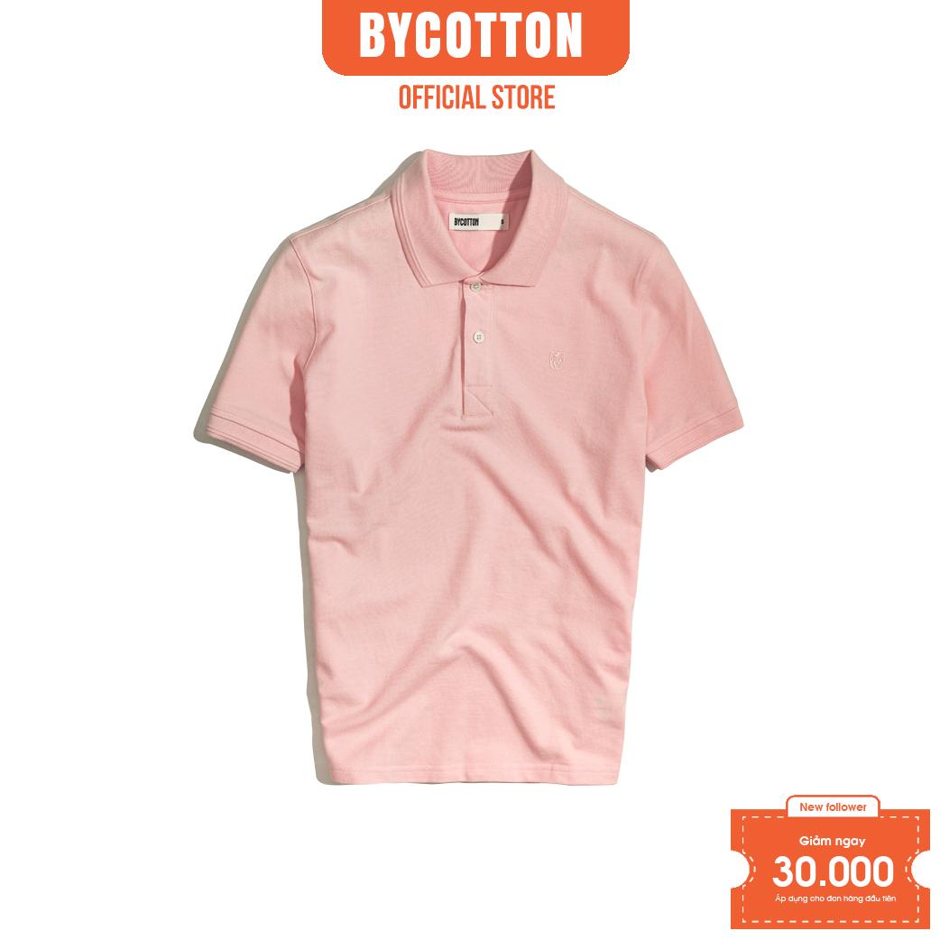 Áo Thun Polo Nam Cổ Bẻ Hồng BY COTTON Light Pink Basic Polo