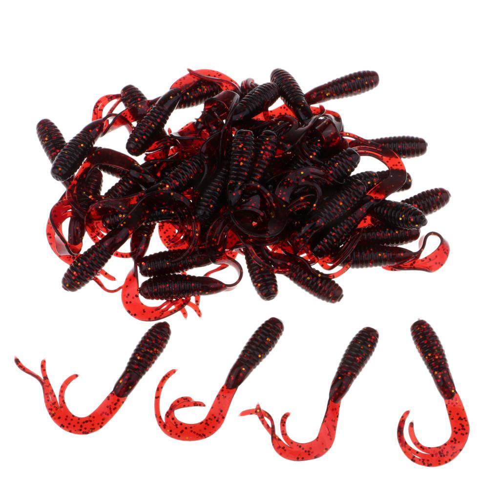 50pcs Soft Fishing Lure Grum Worms Jelly Lure Jig Head Bait Made of durable soft plastic