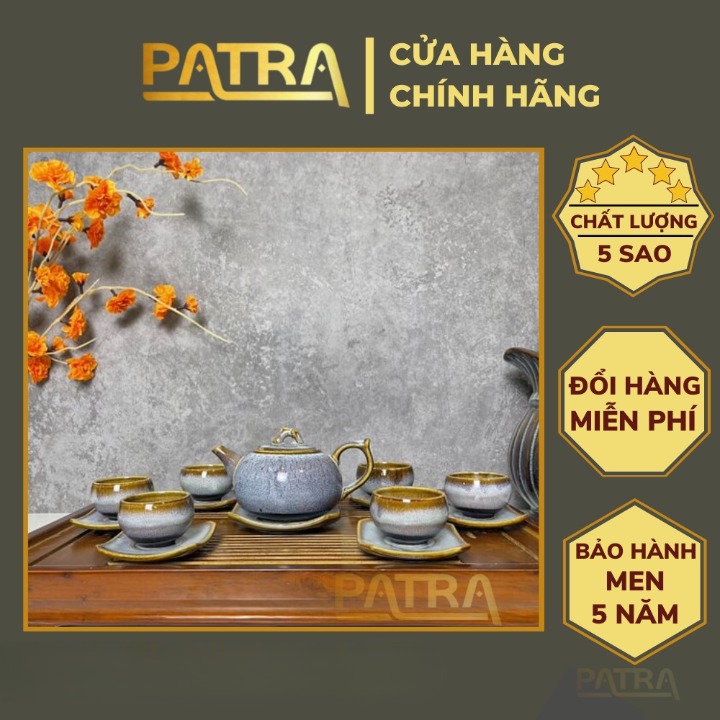 Bộ ấm chén uống trà cao cấp , bộ ấm trà Bát Tràng - hỏa biến vân mây 022