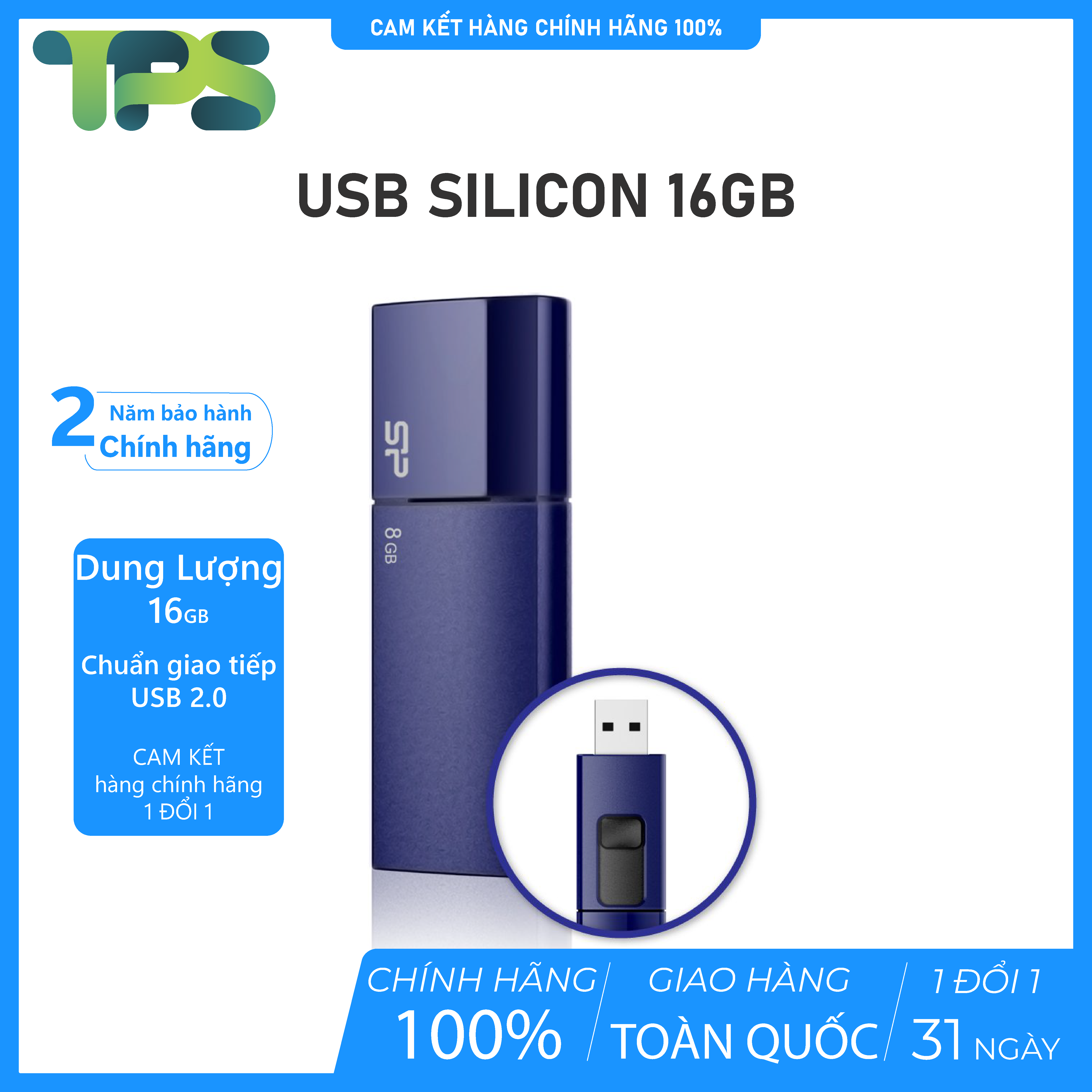 Usb Silicon Power U05 16GB Deep Blue  - Usb 2.0 - Hàng chính hãng